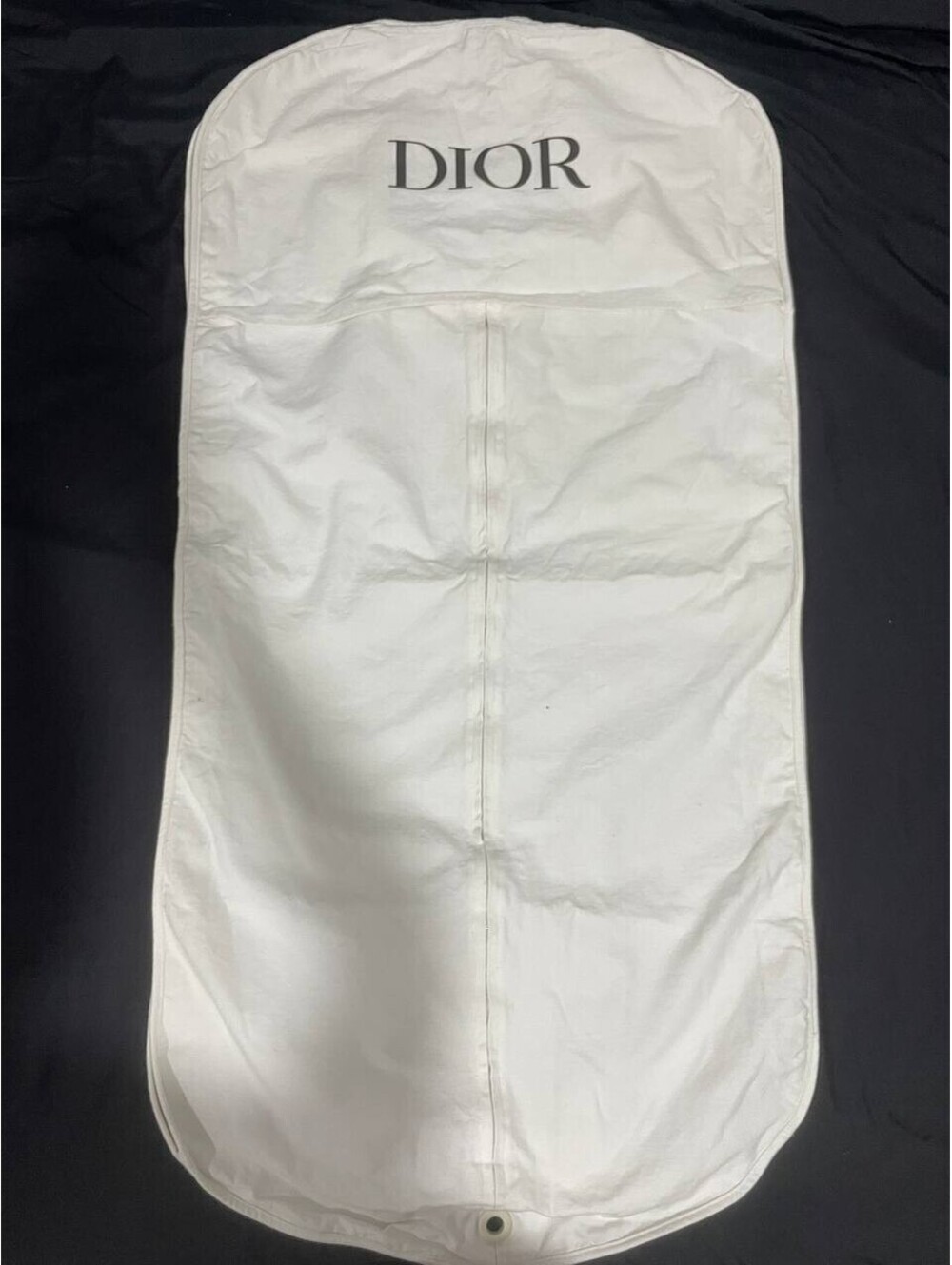 Dior Canvas Garment Bag Medium White Fabric Foldable Zipper Travel Storage